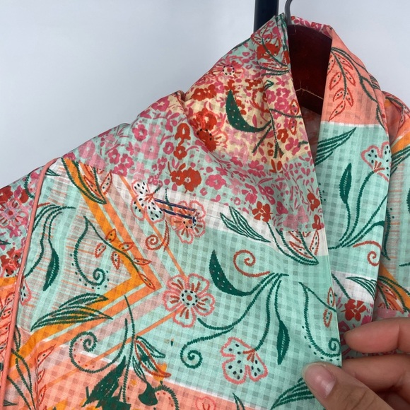 World Market Patchwork Floral Short Sleeve Pastel Open Front Kimono Cardigan - Picture 9 of 9